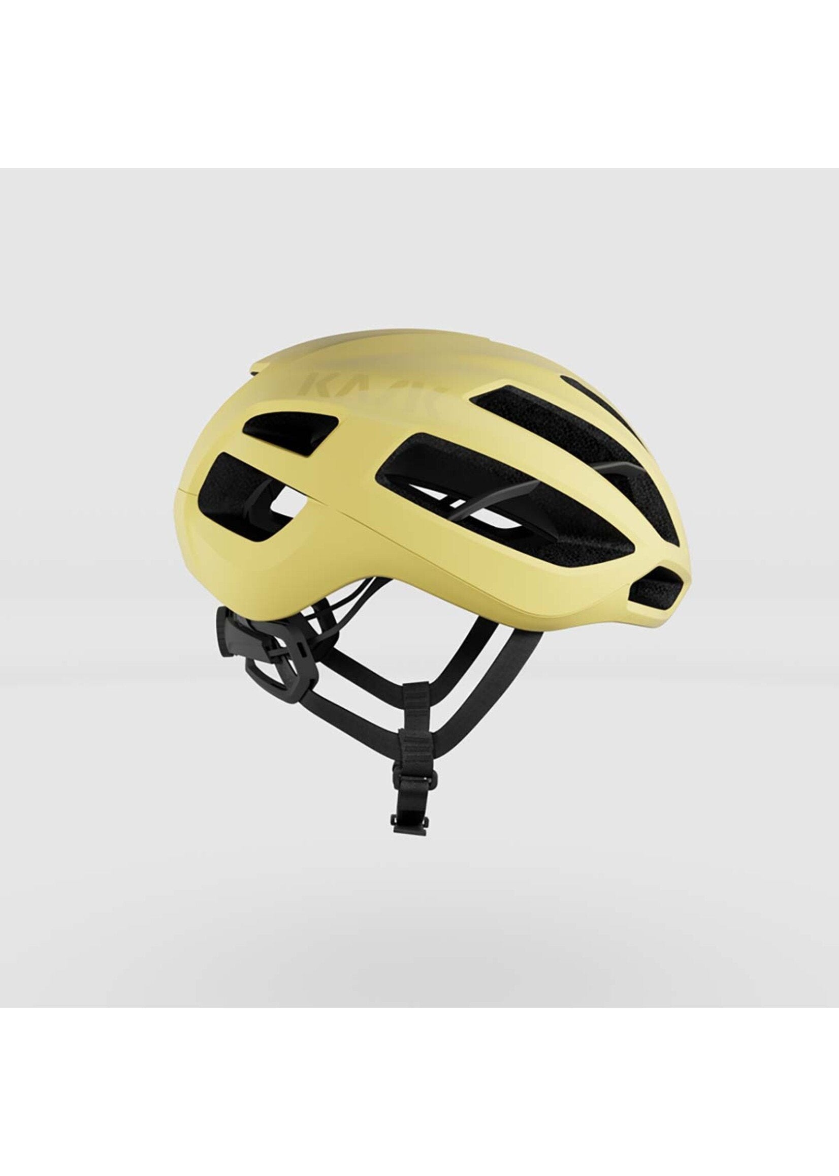 KASK Protone Icon cycling helmet in celestial yellow matte finish with aerodynamic design
