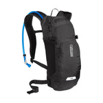 CamelBak Lobo black hydration backpack with blue drinking tube on white background