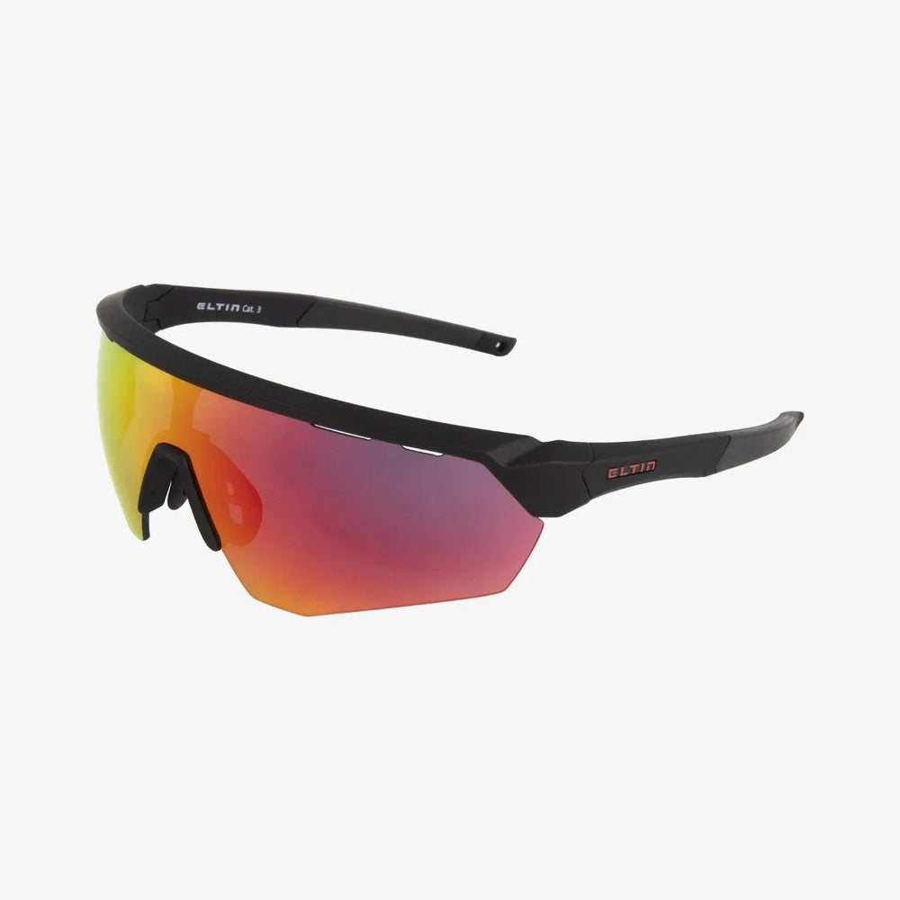 ELTIN sports sunglasses with black frame and rainbow mirrored lens
