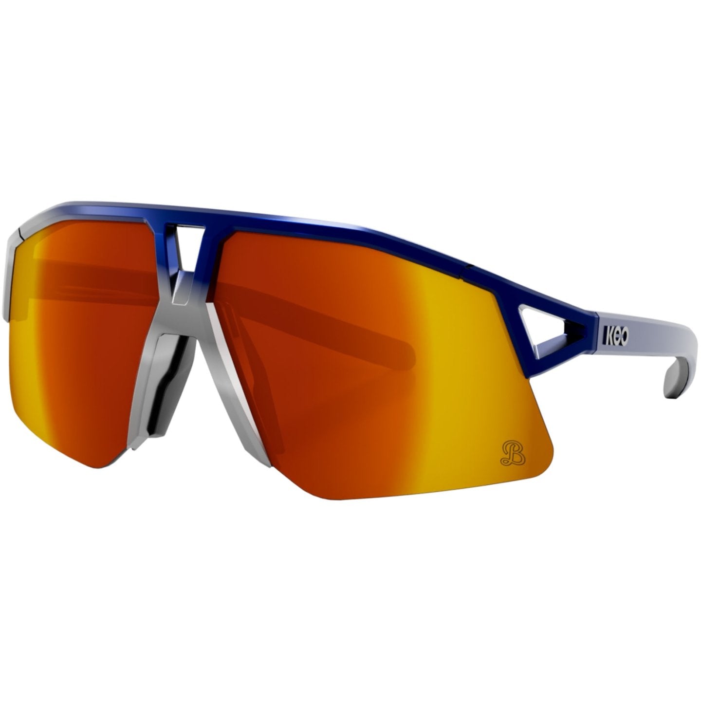 KOO HYPE BORA cycling sunglasses with blue silver frame and orange mirrored lenses