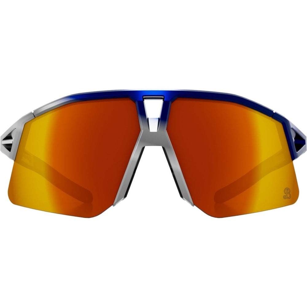 KOO HYPE BORA cycling sunglasses with blue silver frame and orange mirrored lenses