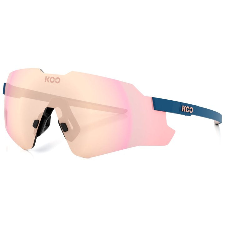 KOO Nebula sunglasses in midnight blue matt frame with photochromic rose gold mirror lens