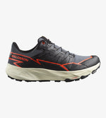 Salomon Thundercross GTX men's trail running shoe in turbulence gray with red accents