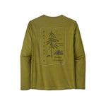 Patagonia long-sleeved green shirt with Patagonia tree and climbing graphic on back