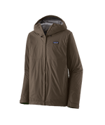 Patagonia Torrentshell 3L Rain Jacket in olive green with hood up