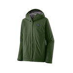 Patagonia Torrentshell 3L Rain Jacket in green with hood and zip front