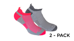 Brooks Ghost Midweight 2-pack running socks in pink/gray and gray/charcoal colorways