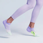 Feetures Elite Light Cushion Tab socks in lavender purple with gradient design