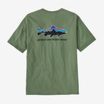 Patagonia Men's Home Water Trout Organic T-Shirt in Garden Green with fish graphic