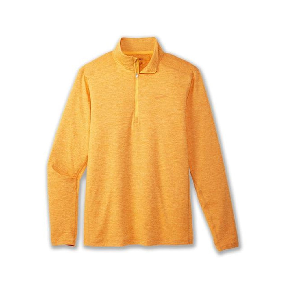 Brooks Dash 1/2 Zip Men's long sleeve pullover in orange pop heather