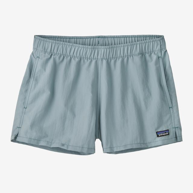 Patagonia Women's Barely Baggies Shorts in light blue-gray with elastic waistband
