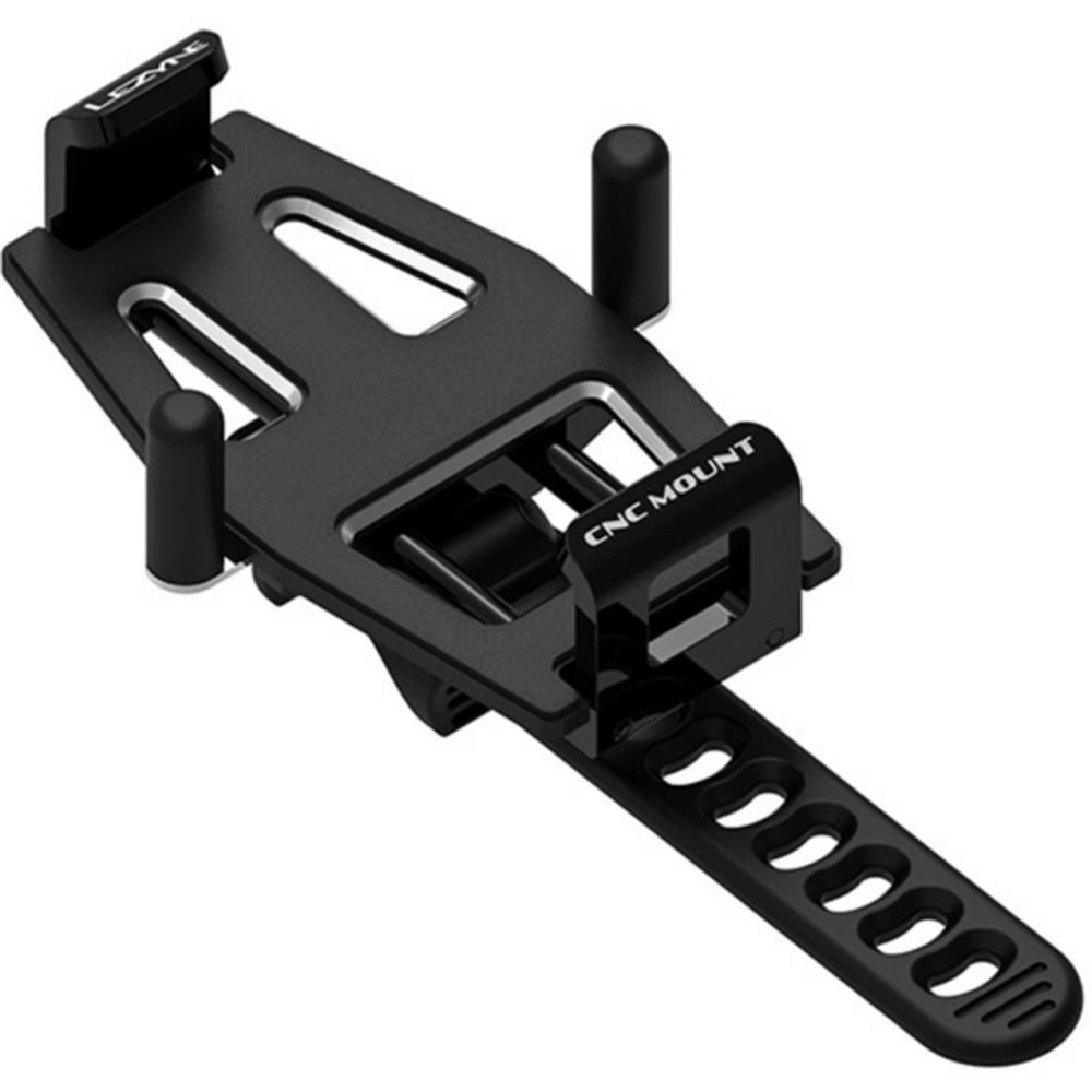 Lezyne CNC Bike Phone Mount in black with adjustable strap and aluminum body
