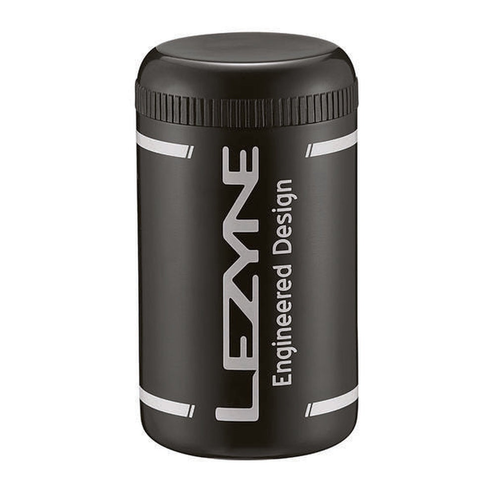 Lezyne Flow Caddy organiser in matte black with white branded logo text
