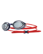 TYR Black Hawk racing goggles with smoke lenses and red straps