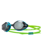 TYR Black Ops 140 EV racing goggles with smoke lenses and green straps