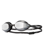 TYR Black Ops 140EV racing goggles with mirrored lenses and black strap
