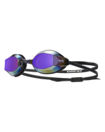 TYR Black Ops 140 EV racing goggles with mirrored rainbow lenses and black straps
