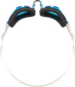 TYR Kids' foam swimming goggles in blue and black with clear strap