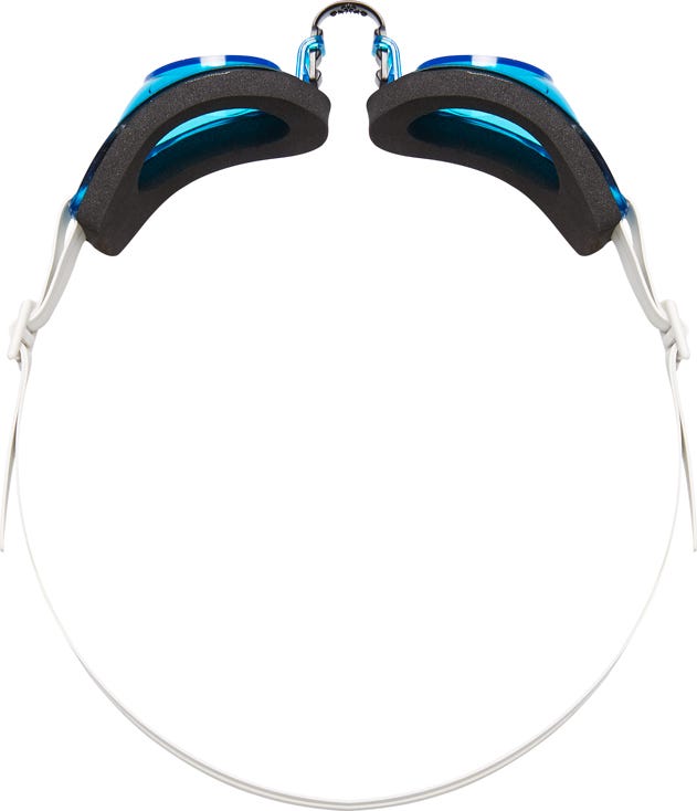 TYR Kids' foam swimming goggles in blue and black with clear strap