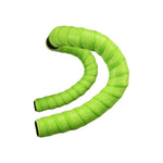 Lizard Skins DSP bar tape in bright green with textured pattern and black end caps