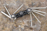 Black Eltin 9-in-1 bike multi-tool with silver hex keys and tools extended