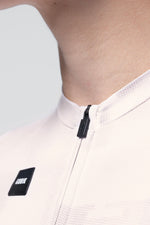 Gobik Vanquish long sleeve cycling jersey in whisper white with black zipper detail