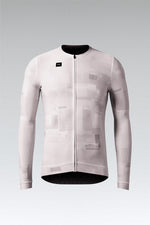 Gobik Vanquish long sleeve cycling jersey in whisper pink with geometric pattern