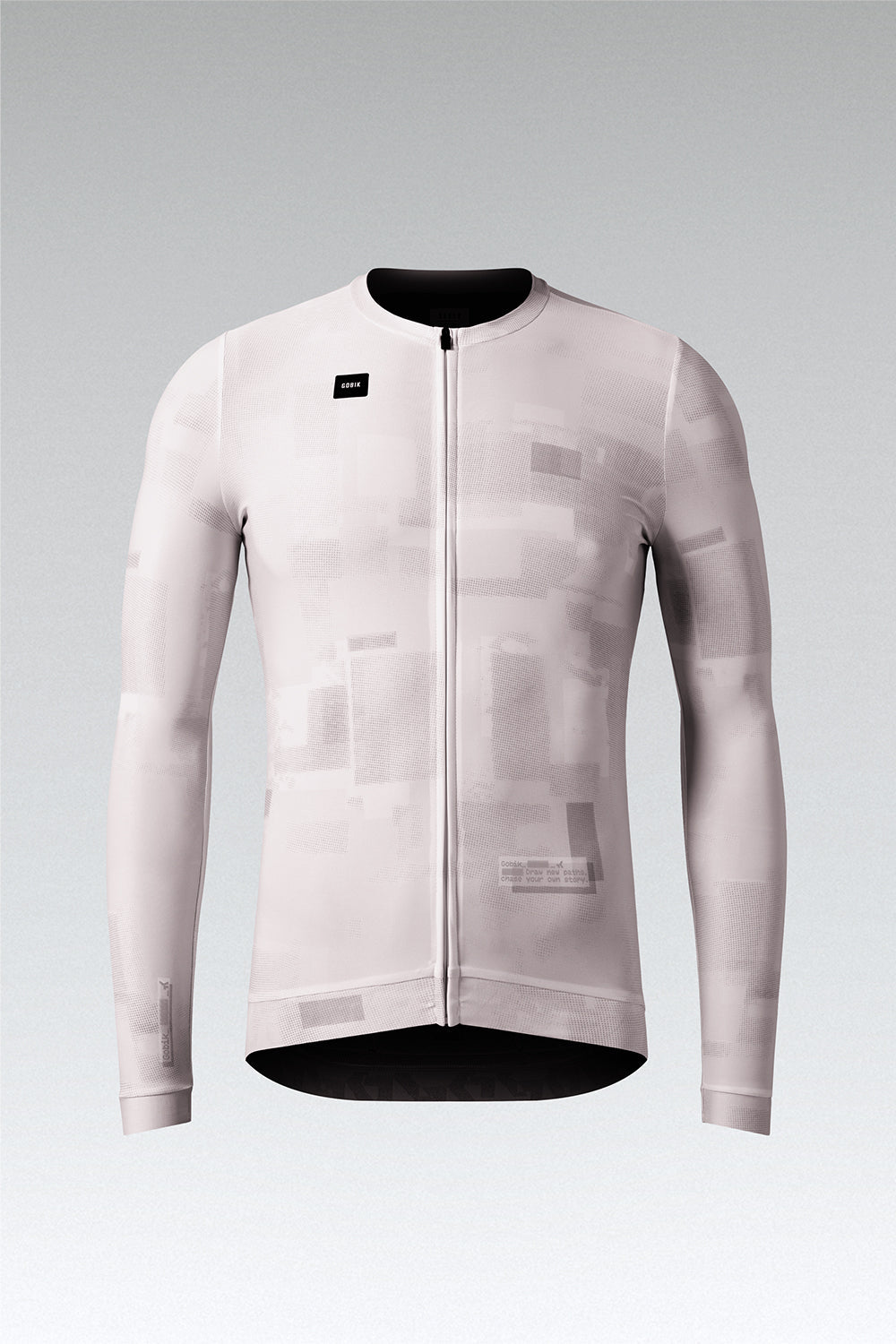 Gobik Vanquish long sleeve cycling jersey in whisper pink with geometric pattern
