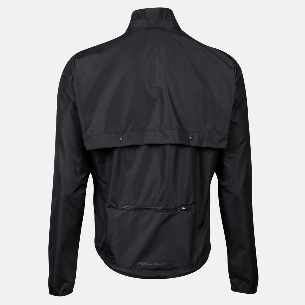 Pearl Izumi Quest Barrier Men's Jacket in black showing back view with ventilation panel