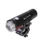 ELTIN black bicycle front light with mounting bracket on white background