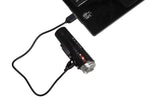 Black Eltin Pro 850 lumen bike light connected to tablet with USB cable