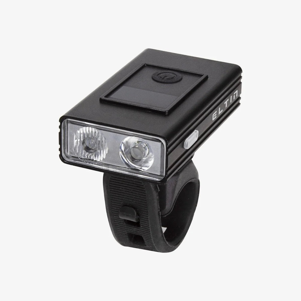 Black Eltin bicycle front light with dual LED design and handlebar mount