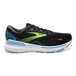 Brooks Adrenaline GTS 23 men's running shoe in black with blue and green accents