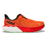 Hoka Arahi 6 running shoe in flame orange and black colorway