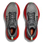 HOKA Bondi 8 men's running shoes in castlerock gray with flame red midsole