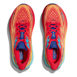 Hoka Clifton 9 men's running shoes in cerise and cloudless colorway