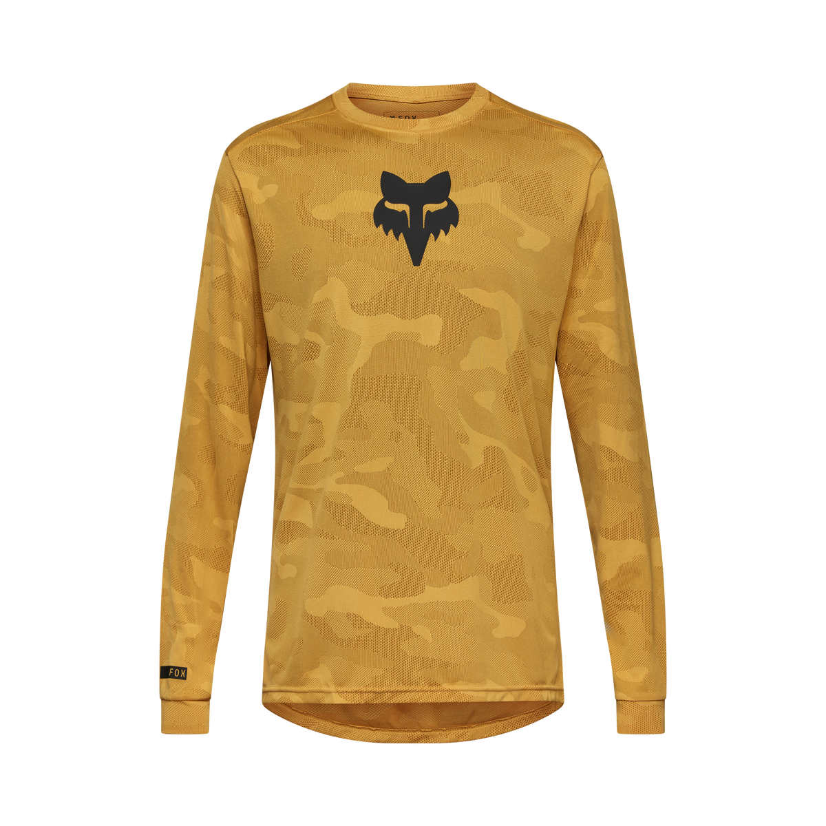 Fox Ranger long sleeve jersey in golden yellow tonal camouflage with black Fox head logo