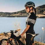 Gobik CX Pro 2.0 Unisex cycling jersey in Black Claim colorway with white stripe details