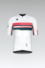 Gobik CX Pro 2.0 cycling jersey in Pink Streak colorway with white base and pink teal stripes