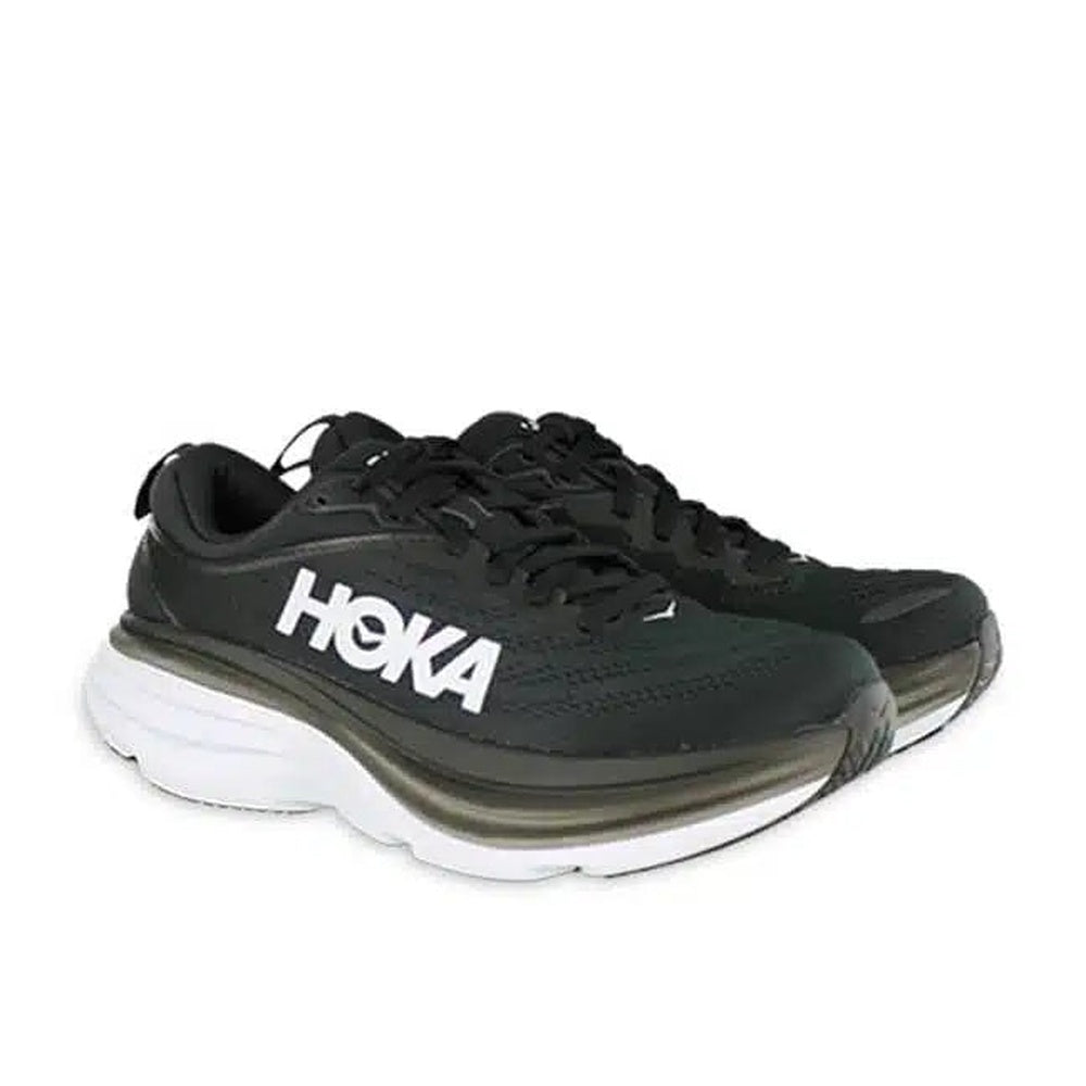 HOKA Bondi 8 men's running shoes in black with white midsole