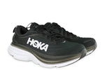 HOKA Bondi 8 running shoes in black with white midsole and HOKA branding