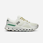 On Cloudrunner 2 running shoes in undyed white with green heel accent