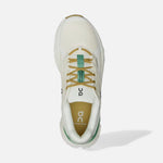 On Cloudrunner 2 men's running shoe in undyed white with green details, top view