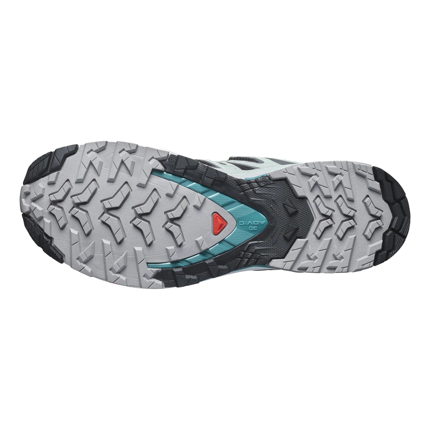 Salomon XA Pro 3D GTX women's trail running shoe sole in gray and teal