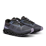 On Cloudstratus 3 women's running shoes in metal grey with purple wisteria accents