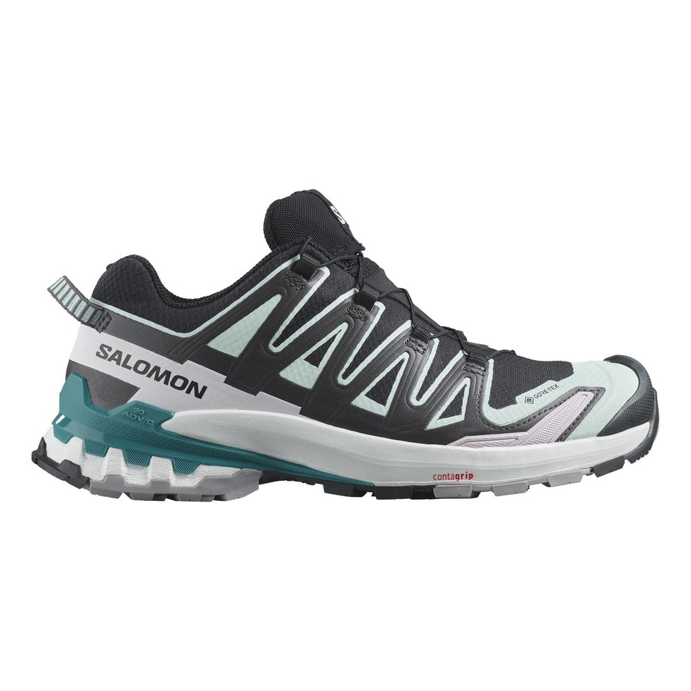 Salomon XA Pro 3D GTX women's trail running shoe in black with aqua accents