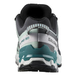 Salomon XA Pro 3D women's trail running shoe heel view showing teal and black design