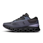 On Cloudstratus 3 women's running shoe in metal gray with wisteria purple accents