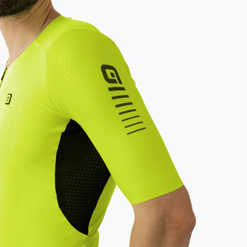 ALE cycling jersey in bright yellow with black side ventilation panels