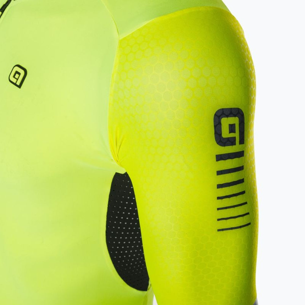 ALE cycling jersey in bright fluo yellow with black ventilation panels